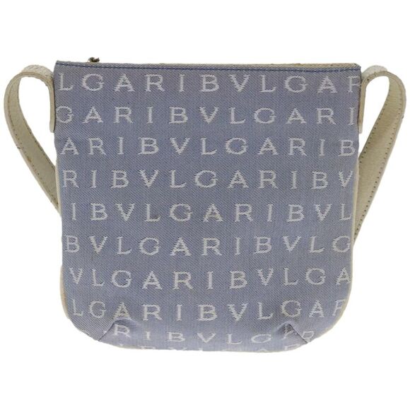 Bulgari Logo Blue Canvas Shoulder Bag (Pre-Owned) - Picture 2 of 16